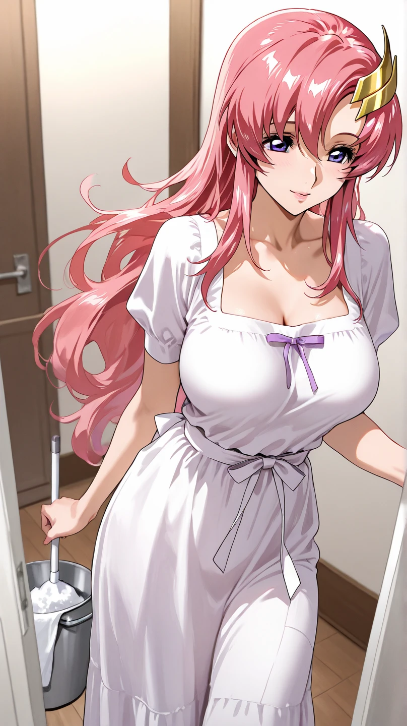 (masterpiece, best quality:1.2), cowboy shot, solo, 1girl, momoi satsuki, looking at viewer,hand on hip, angry, pov ,(naked:1.3), (white apron), large breasts, cleavage, thighs,NSFW,official art,extremely detailed CG unity 8k wallpaper, perfect lighting, (masterpiece:1.0),(best_quality:1.0), ultra high res,4K,ultra-detailed, photography, 8K, HDR, highres, absurdres:1.2, Kodak portra 400, film grain, blurry background, bokeh:1.2, lens flare, (vibrant_color:1.2),(beautiful_face:1.5),(narrow_waist),(perfect hands, perfect anatomy),