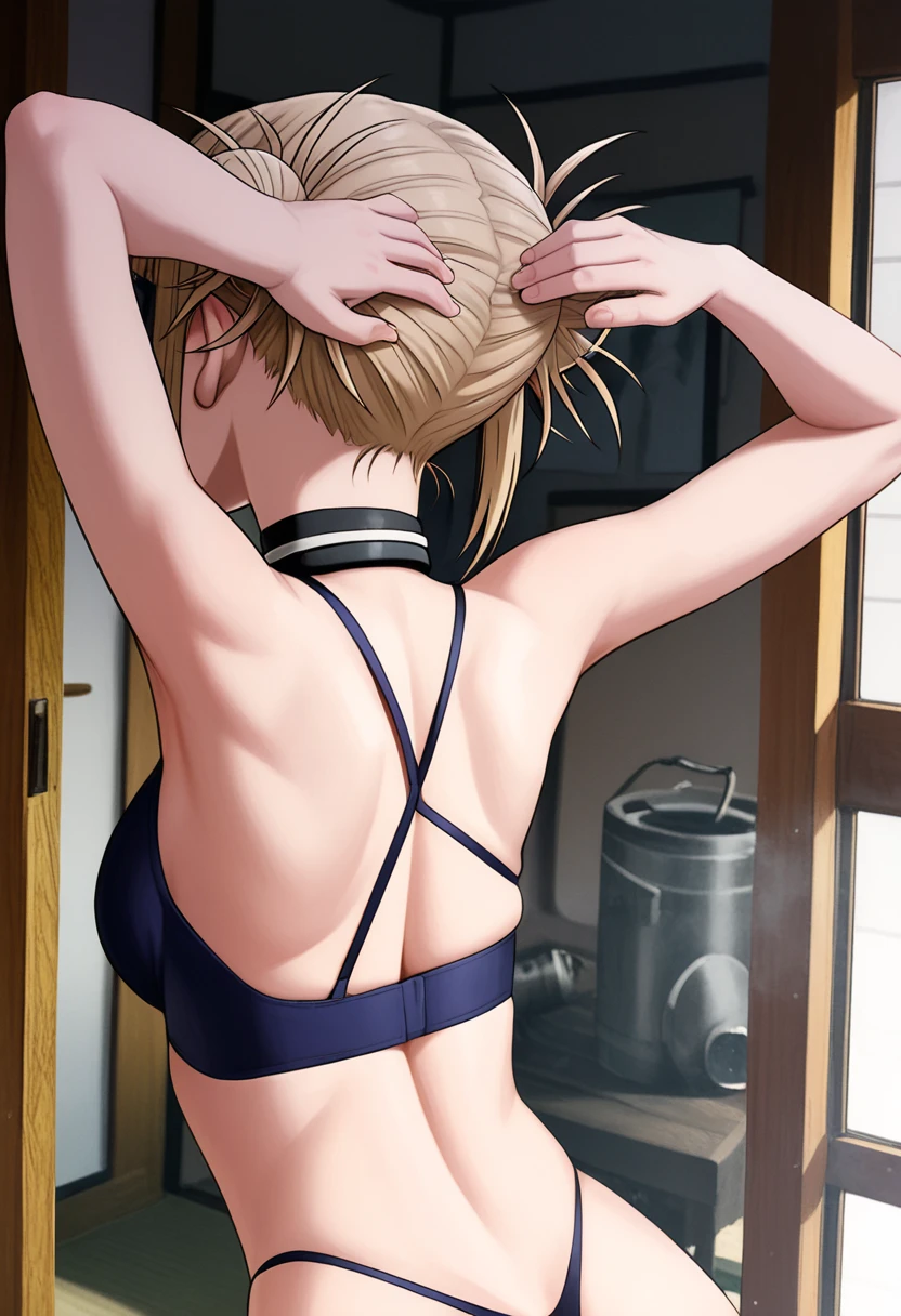 1girl, backless_dress, backless_outfit, bangs, bare_shoulders, <lora:Bismarck:0.6>,