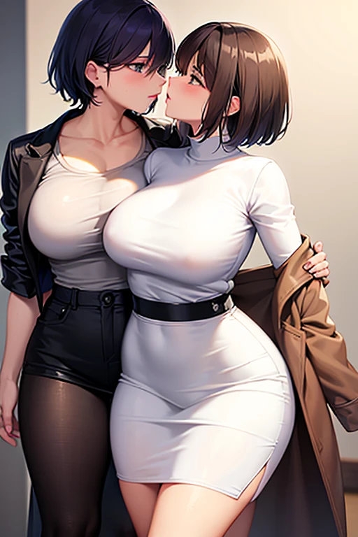 Two GL women (lesbians) kiss each other passionately. (Beautiful, sexy, hot)