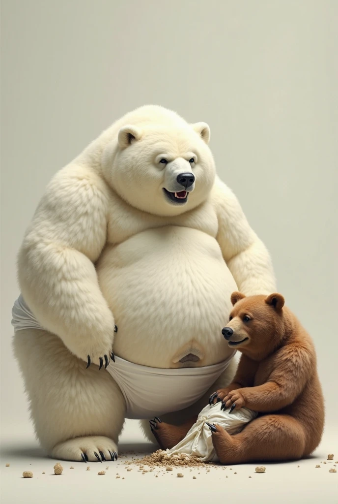 solo, polar bear, twins, 60 year old male, natural pose, sexy pose, sitting on couch, arms behind couch, different facial expressions, tired, bored, annoyed, three identical heads attached to the same body, bear ears, short balding hair, white fur, masculine, three necks, eyes, adult, male, 3d, by pixar, by disney, (overweight, fat, obese, big belly, out of shape), black background, shirtless, navel, male nipples, boxers), correct hands, correct anatomy, ultradetailed, best quality, detailed masterpiece, highly detailed masterpiece, 4k, professional cartoon