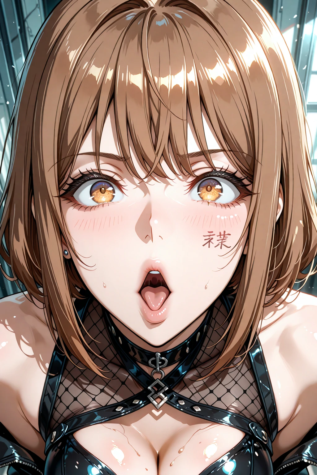 Masterpiece, best quality, highres, 1boy, 1girl, kissing, tongue, french kiss, upper body face, close up, from side