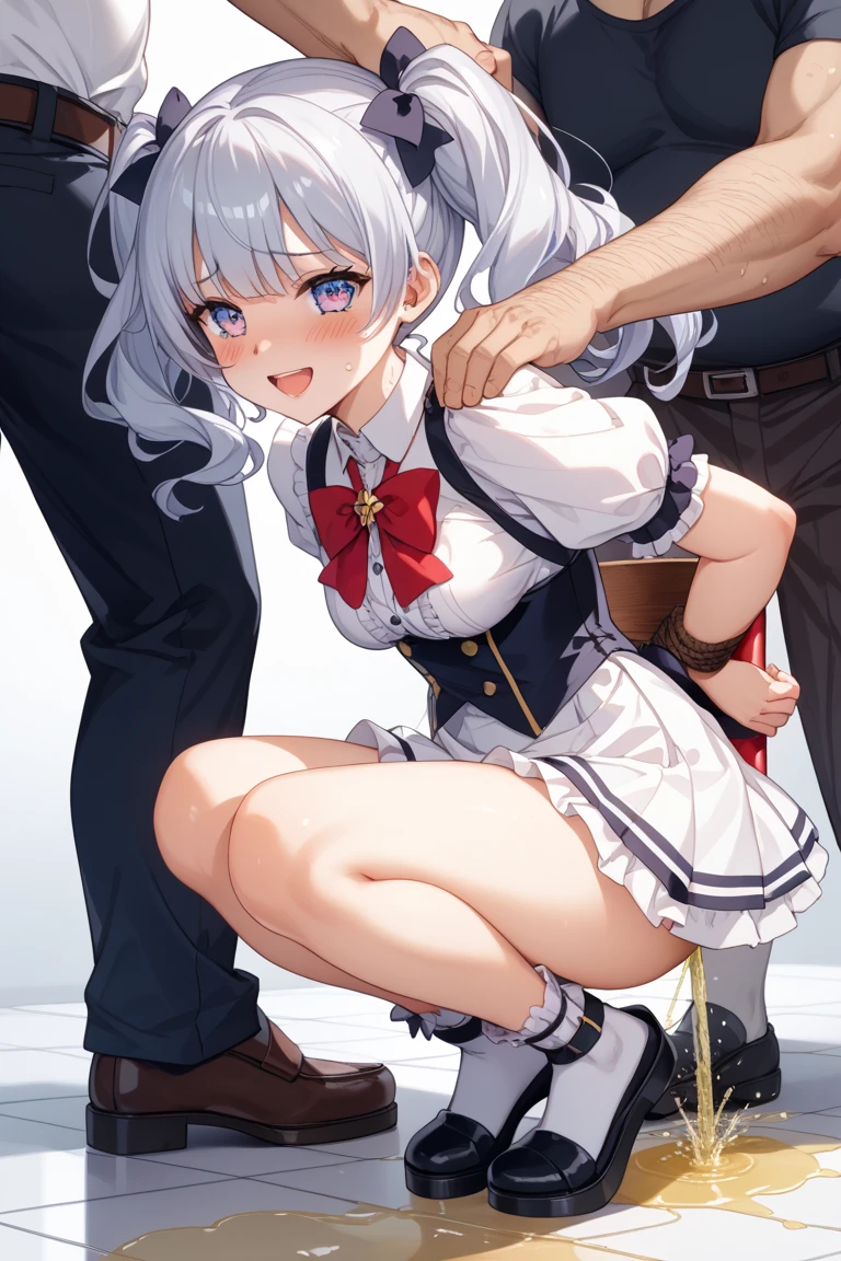 ((Highest quality)), ((masterpiece)), (Familiar), Perfect Face((Highest quality)）cute,beautiful girl,Pure white hair,bangs,Medium Hair,blue eyes.alone,,smile,cute, short hair、Beautiful Eyes,Light clothing,Healthy Body、Hello、Angle of Face、null、blazer、shirt、hacker、skirt、boots、On all fours、Sitting pussy with nipples exposed,1 male,Have sex,Kanata Amane gets her penis inserted from behind by a man,4K,Water is coming out of my pussy

