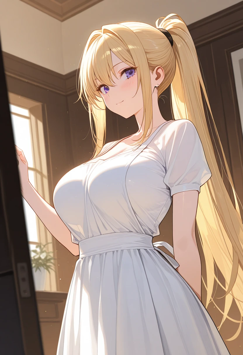 Woman，animejpholic，long-hair，Air bangs，lightly made up，Lori，Yellow hair