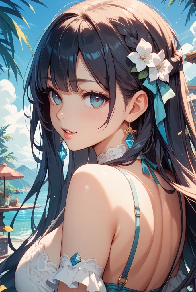 小さなgirl、Face photo、Face up、The arrival of spring、big ass、 (alone:1.5,)Super detailed,bright colors, very beautiful detailed anime face and eyes, look straight, ;d, shiny_skin,girl, (hair color is(Gradation、long hair,Gradationヘアー、Red and blue hair))、forehead is exposed.、green eyes、、shiny hair, delicate beautiful face, blush、(turquoise eyes), White skin, Valletta, earrings,、blue flower field、(((Floral pink.sexy summer clothes、Purple Floral Skirt)))、twin tails、smile、smile、Face dyed red、Face-centered