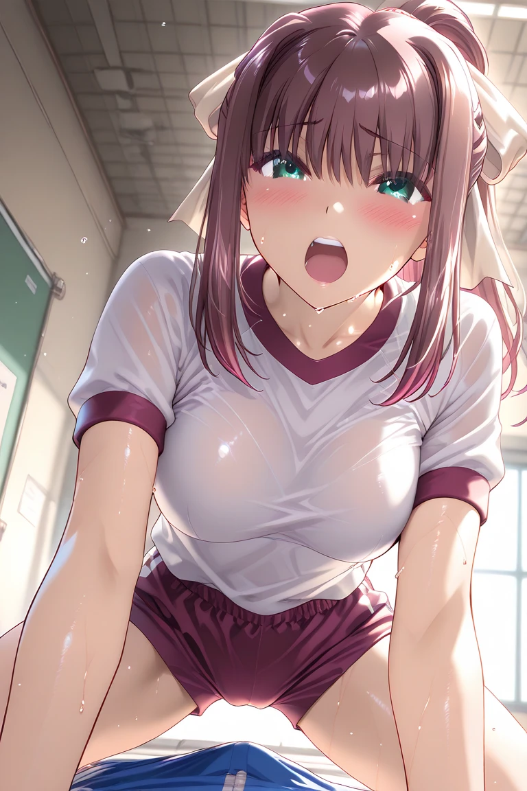 masterpiece, Highest quality, Nico_Yazawa,High resolution, 1 Girl, alone, Brown Hair, short hair, Twin tails、Purple eyes, , , (Cleavage)、(Beautiful thighs), Carrying a red backpack, (randoseru backpack:1.2) Sweaty、Thick thighs、Highest quality、4K、1girl, 8years old, loli, cute, grin, 、、on the train、、、Thick thighs、Men holding their penises and surrounding girls、Semen from the penis、Bukkake、Bukkake、(Bukkake)projectile cum、Blowjob、Lots of spectators、Ahegao、low length、