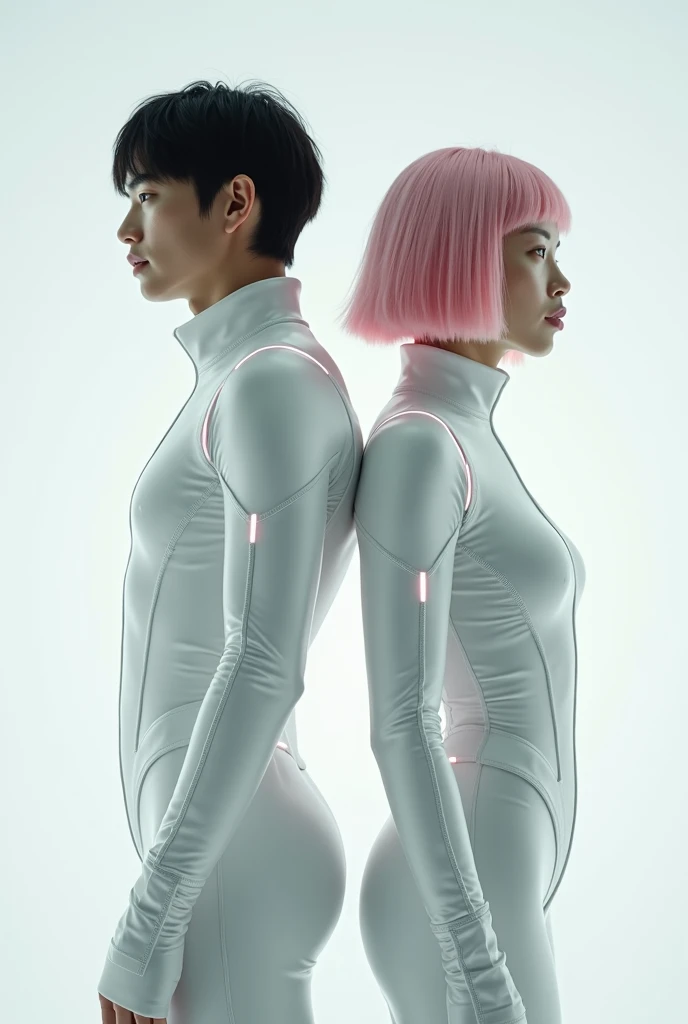 (masterpiece, best quality, 4k, dreamlike, hyperrealistic:1.35), (Doctor Shen is albino tall lean androgynous male perverted genius nerdy geeky technomage queer transhumanist depraved homosexual misogynist kinky sadistic villain with weak stomach beautiful eyes thin face flat chest frail shoulders lithe waist male crotch bulge sleek skintight bodysuit:1.5)