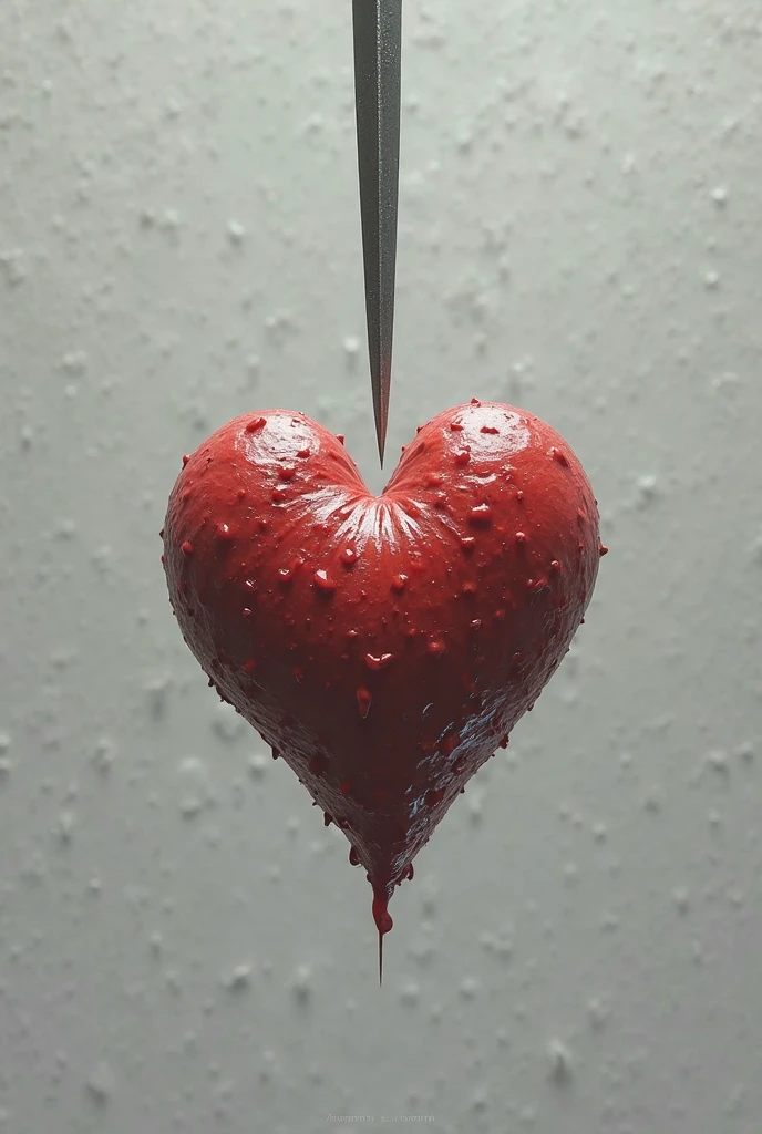 A bleeding heart with a knife in the middle