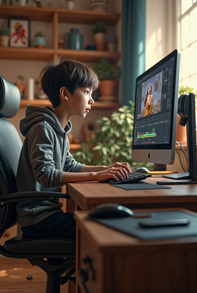 Children in the room conduct a dialogue with AI on a large monitor around other monitors with neural networks. Nearby is a teacher with a pointer.