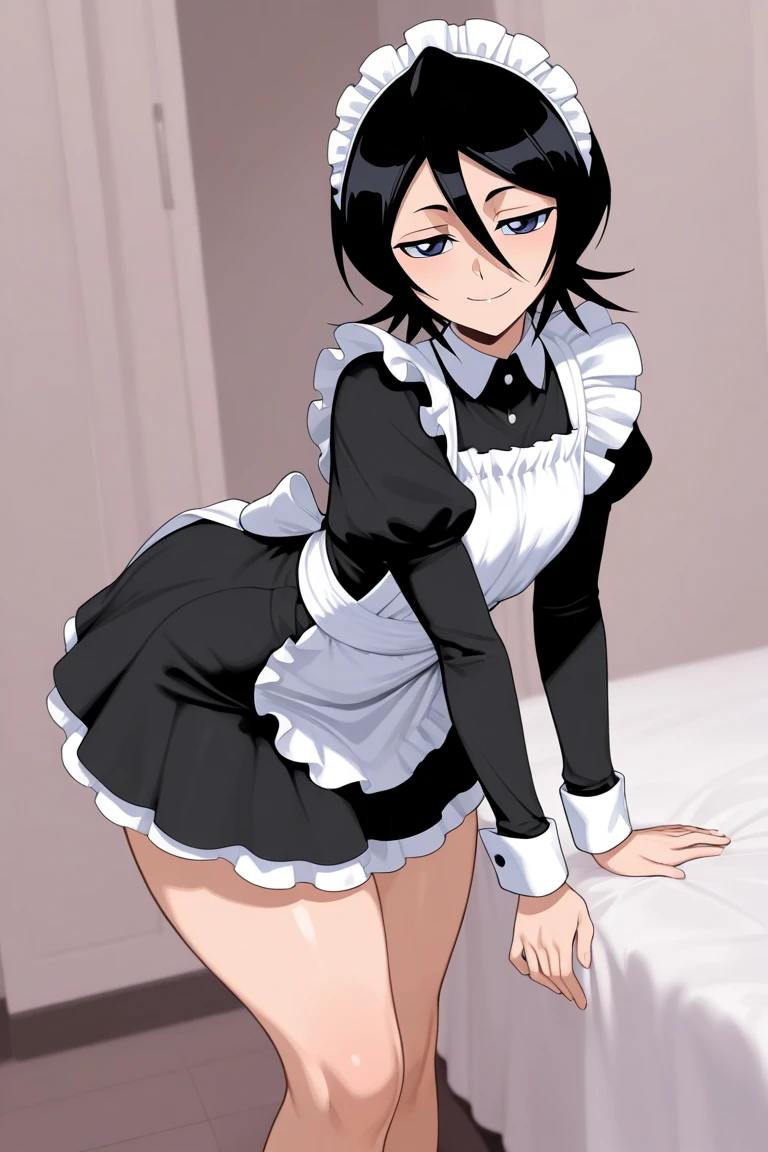 (masterpiece, best quality:1.2), game cg, extremely detailed CG, 4k, 8k, 1girl, solo, evil smile, frown,
MaidMaki_V1, purple hair, short hair, bangs, brown eyes, orange eyes, maid headdress,
maid, blue dress, white apron, maid apron, frills, puffy sleeves, short sleeves, white collar, white neck ribbon, white thighhighs, white garter straps, white garter belt, white panties,
BREAK standing, ass visible through thighs, dress lift, lifted by self, showing panties,
indoors, looking at viewer, from below, upskirt,
<lora:add_detail_CyberAlchemist:0.4>, <lora:GoodHands-beta2:0.8>, <lora:MaidMakiV1:1>