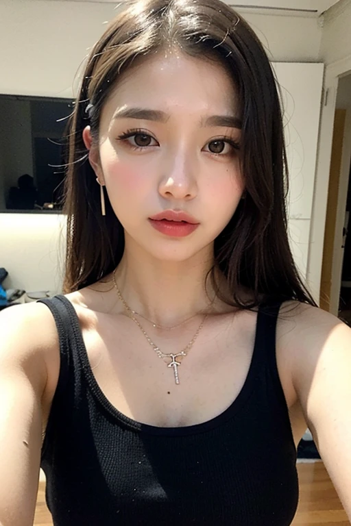 araffe asian woman with a white tank top and a necklace, beautiful asian girl, gorgeous young korean woman, young cute wan asian face, korean girl, 2 7 years old, asian girl, gorgeous chinese model, 1 8 yo, 2 8 years old, beautiful young korean woman, 2 2 years old, beautiful south korean woman, 2 4 year old female model