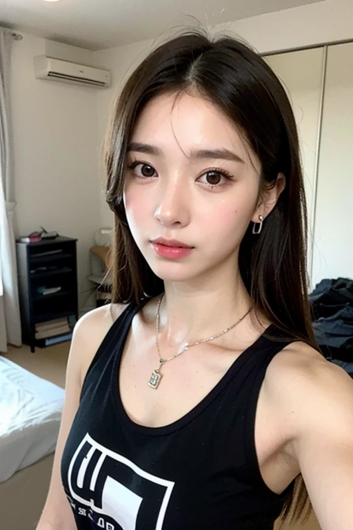 there is a woman that is sitting down with a cell phone, Yoshitomo Nara, young cute wan asian face 20 years old