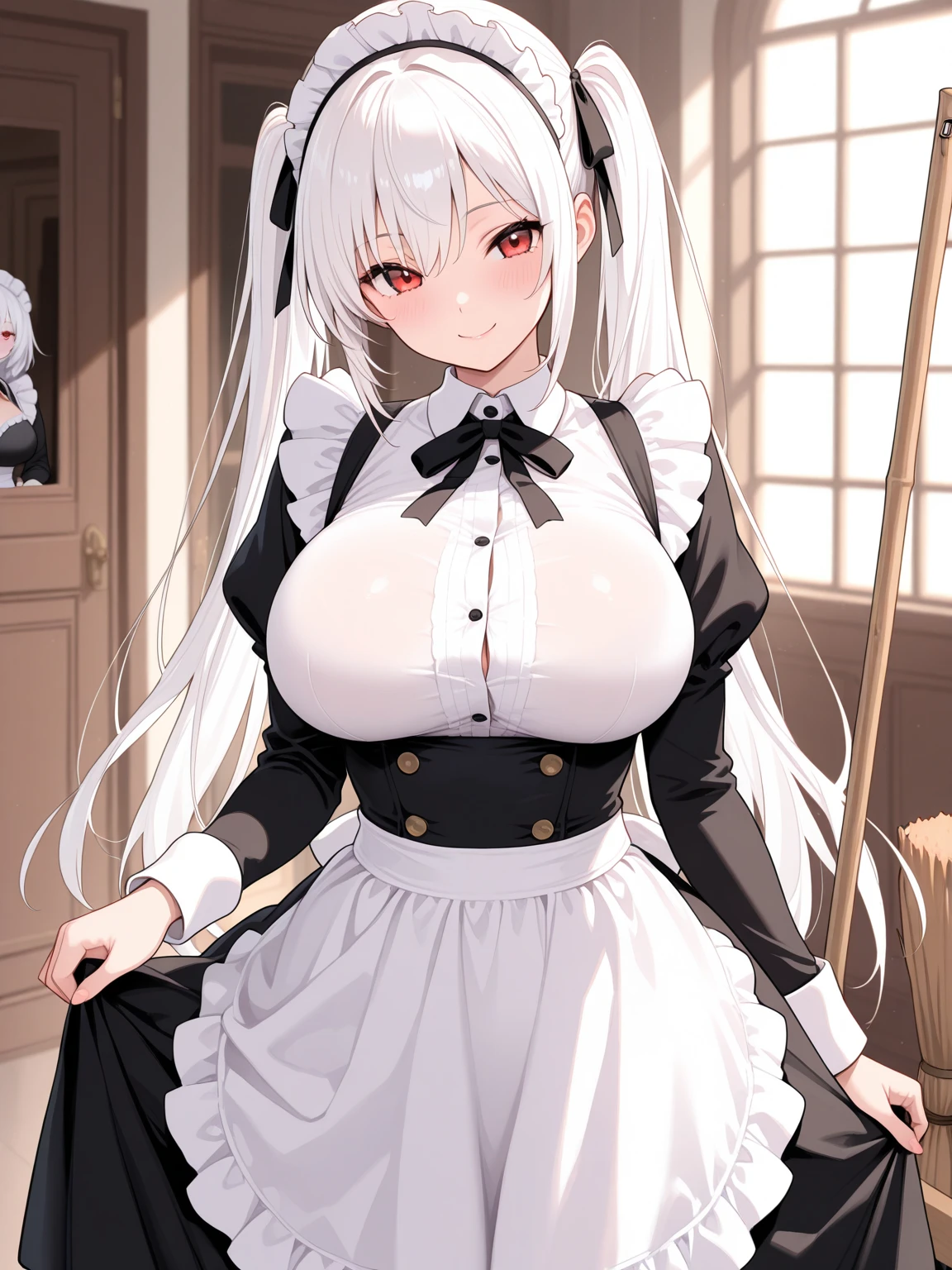 Highest quality, masterpiece, Ultra-high resolution, female、Maid、美少female、Obedience、Grey Hair