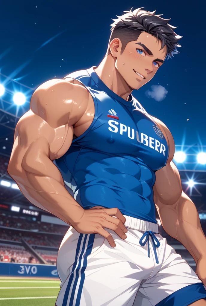 Danny Phantom, ghost, hypnosis, jock, conversion, locker room hallway, hyper muscles, jockstrap, bro, meathead, hypnotized, brainwashed, brainwashing, big dumb jock, football. Glowing eyes. Hyper crotch bulge. Massive bulging crotch. Big balls. Big biceps. Big triceps. Big traps. Broad shoulders. Big meaty pecs. Big thighs. Thick glutes. Hyper muscles. Football team assimilation. Clothes turning into a football uniform. Danny Fenton turning into Dash Baxter. Black hair turning blonde. Twinning. Both are sneering. Cocky smirk. Dash whispering in Danny Fenton's ear. Danny Fenton obeying Dash Baxter as Dash Baxter says, "Don't worry, Fenton. You'll like being me. Now shove that nerd into the locker like a good jock. You know you want to...."