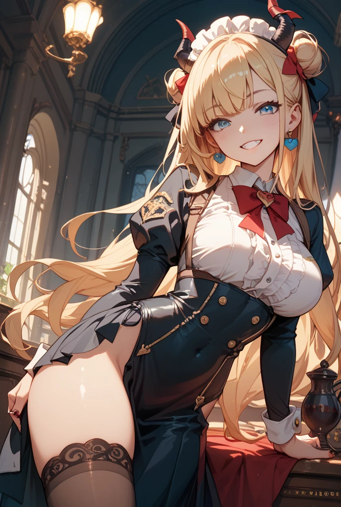 Masterpiece, Best Quality, Official Art, (Highly Detailed CG Unity 8k wallpaper), Detailed background, (Hands by Guido Daniele: 1.1), Feet out of frame, First Person View, 1, Attractive and perfect beautiful woman, Schoolgirl, JK, schoolgirl uniform, spring, cherry, wind blowing, ((Show ass, butt sticks out, flipping skirt, panties visible)))), ( curvaceous), ( White Thighs: 1.12), (Blonde Long Hair: 1.12), (Ahoge: 1.13), (High Ponytail: 1.12), (Green Eyes: 1.13), Look at the Beholder, Big, (cleavage), Beautiful Face, (Blush: 1.11), (Smile: 1.11)