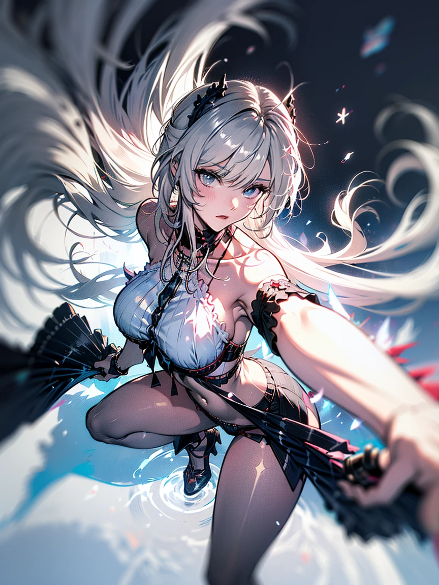 masterpiece, best quality, ultra hd, extremely detailed 1girl, solo, detailed face, detailed eyes, clear eyes, large breasts, wide hips, full body, 
deftosa, tosadress, fox mask, full moon,  falling petals, side slit,