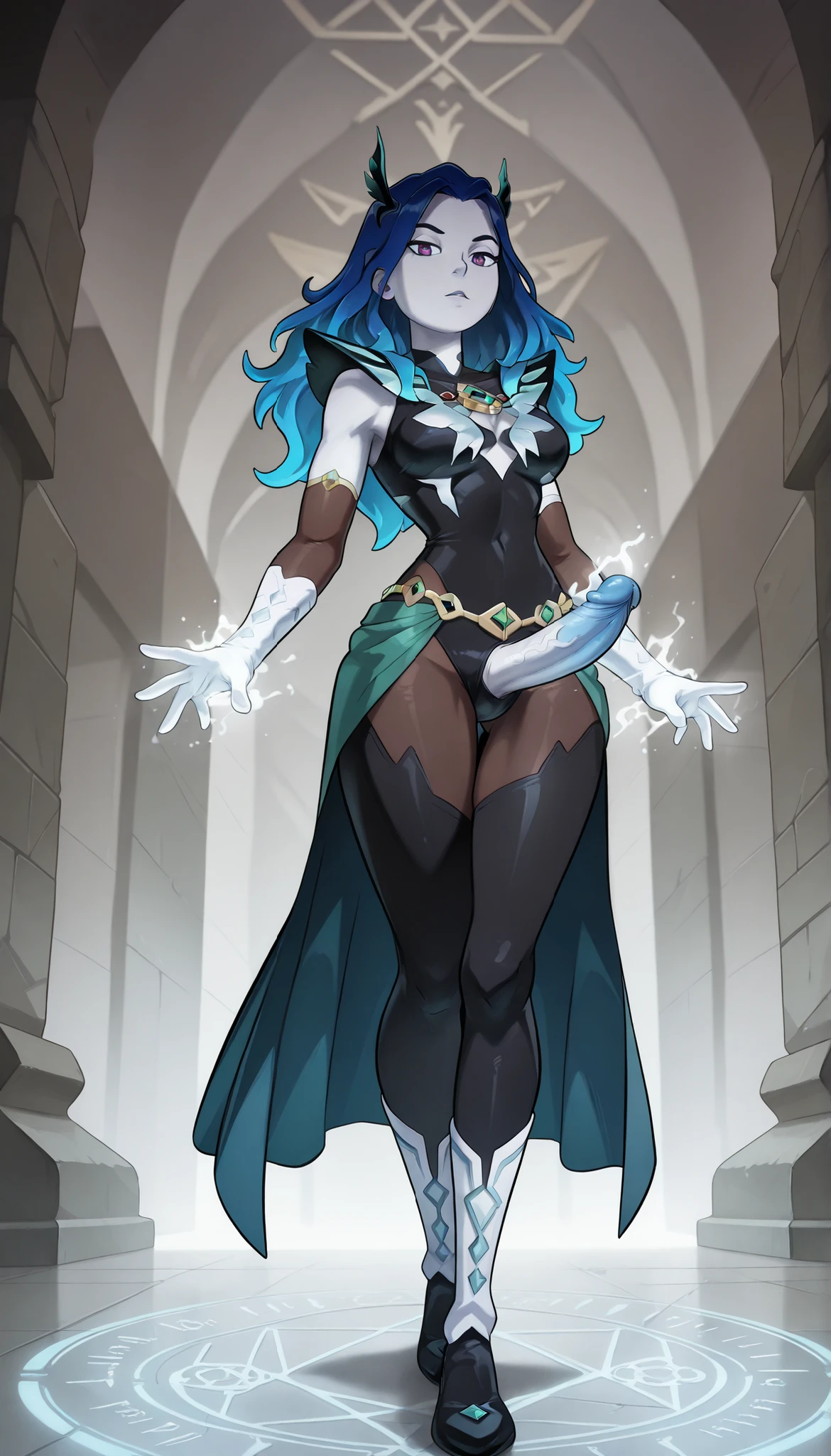 blue hair(( top quality )),( with Penis Ultra High Accuracy),( details),( detailsな説明 ),(( best CG )),( BEST ARTWORK ), Ultra Precise Art , AMAZING PAINTING ART,( EXquisite Art:1.5), The Commander of the Knights and the Queen, Ceremonial armor , Ritual strap-on, ( bodystocking ),Immersive Dark Magic,Dungeon,Crimson Magic Circle,Deep Dark Grey Atmosphere,dark mystical atmosphere,realistic teXture,Surrealistic,4K rendering of a woman dressed as Aquaman in DC,detailsなデジタルペインティング,Soul EXtraction Magic,Loss of Energy,Dark Arts, dark power, That Soul Was Pulled from Behind the Knights,Shadow Shape 、 top quality digital art 、top qualityのアニメスタイル 、top qualityのキャラクターデザイン、 CompleX Fantasy Art、 Breathtaking Work、 top quality digital art 、 Epic and Intricate Character Art、 High Definition Art Gem 、Soul Drawn from Behind Them {X} EXquisite Digital animation art、Dark Fantasy, 1Girl, solo, Full body:1.5,