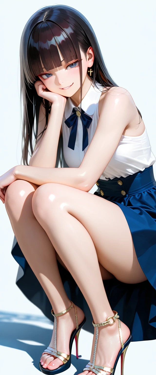 (masterpiece),  town,  blue sky,  One Girl,  smile,  alone,  Sailor suit、Long skirt,  Overgrown,  petal,  plant、Skirt lining、Translucent slip、Nostalgic、Strong winds、Skirt fluttering in the wind