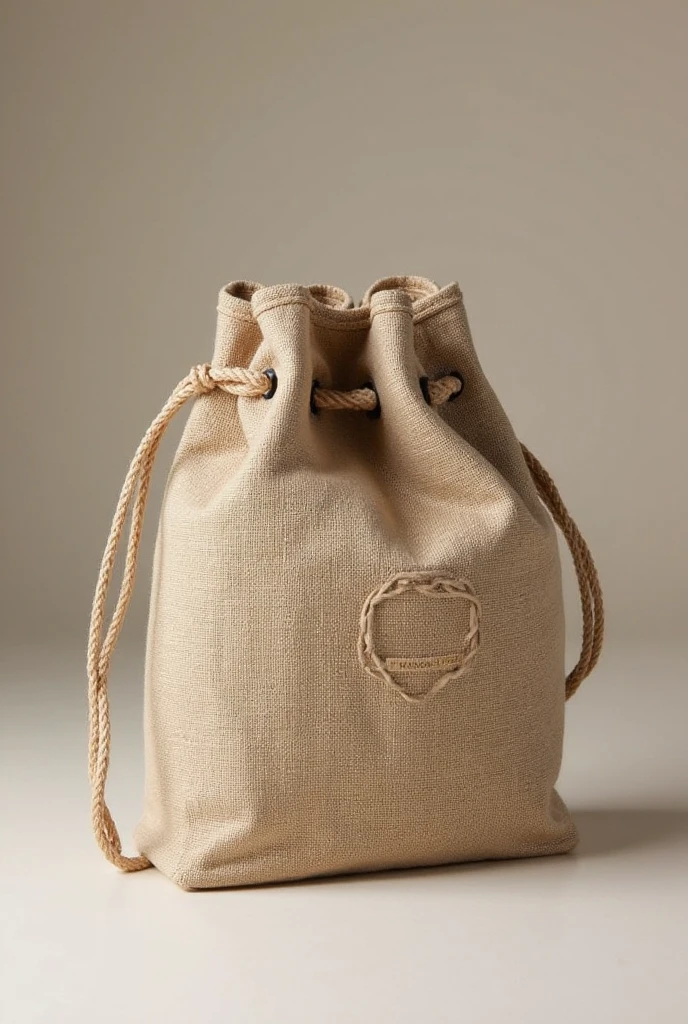 burlap bag with rope to close