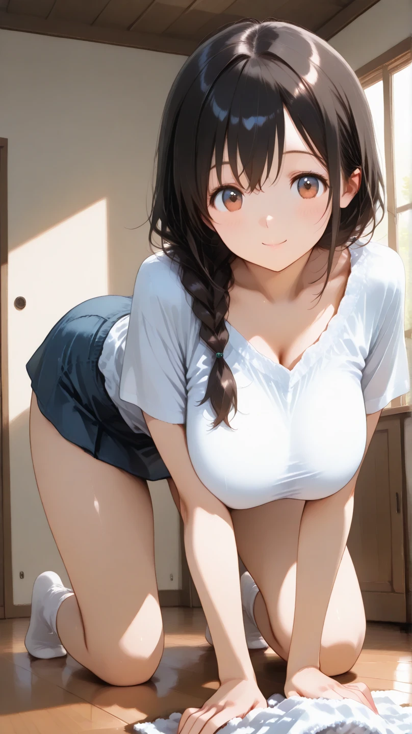 masterpiece, best quality, highly detailed, ultra high res, ayase arisa, 1girl, solo, perfect body, hair ornament, glossy lips, medium breasts,  thigh boots, cleavage, sleeveless, collarbone
