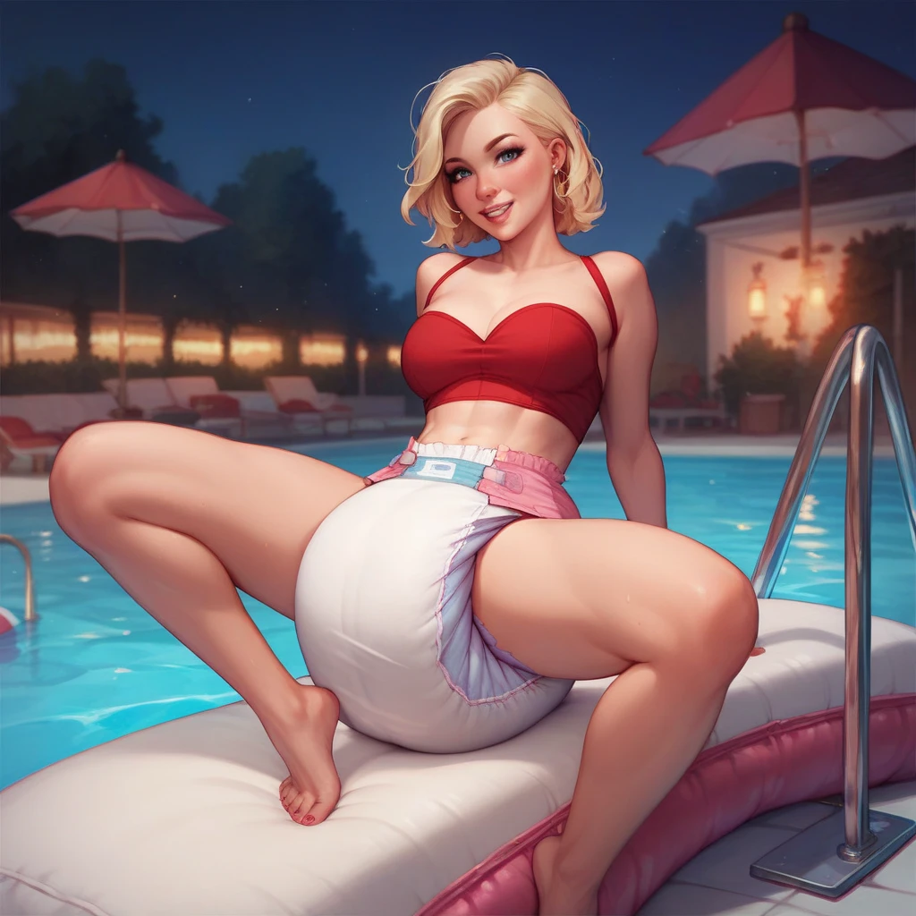 score_9,score_8_up,score_7_up,score_6_up ,source_overwatch score_9, score_8_up, score_7_up,  1woman, solo, mercy \(overwatch\), high quality, wearing a swimsuit, on her stomach on a dinghy