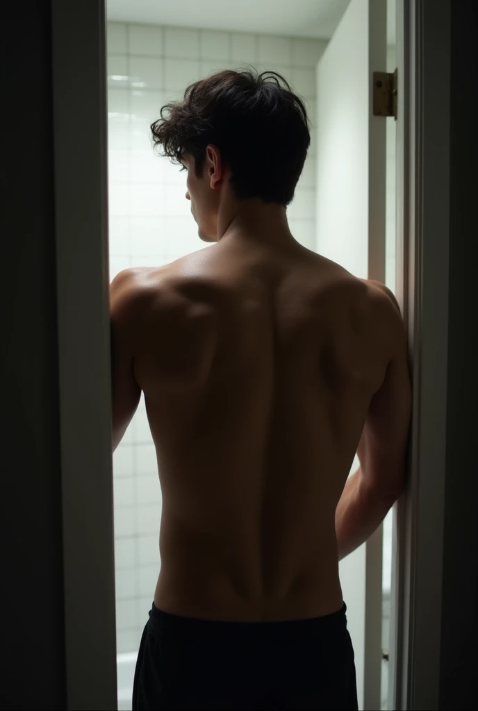 1boy、Real photo style、Photo Quality、Cute handsome man、Mash Hair、Japanese male, 、Completely naked、Full nudity、erection、Huge penis、Highest quality、Realistic、beautiful、Back view、Butt Exposed、Face turned to the side、Surrounded by old Japanese men in polo shirts, she gets her ass groped、In a public toilet、Back view、Face turned to the side