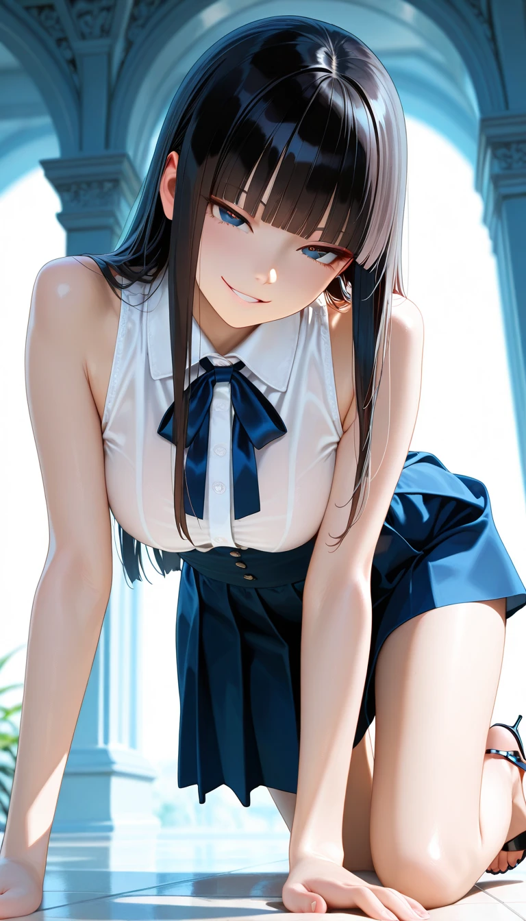 Lewdな女学生、((Young girl masturbating))、field、garden、grass((NSfW Vibrator Inserted and Vibrated))、Ahegao、pleasure、Climax、Agony、Lewd、Ecstatic expression、A young girl with a baby face、((Love juices are dripping down her thighs、No pussy juice々leak))バイブの刺激にAgonyしClimax、Drunken eyes、((A young girl in elementary school))Long twin tails、Blue ribbon、Brown Hair、Soft Hair、Elementary school girl