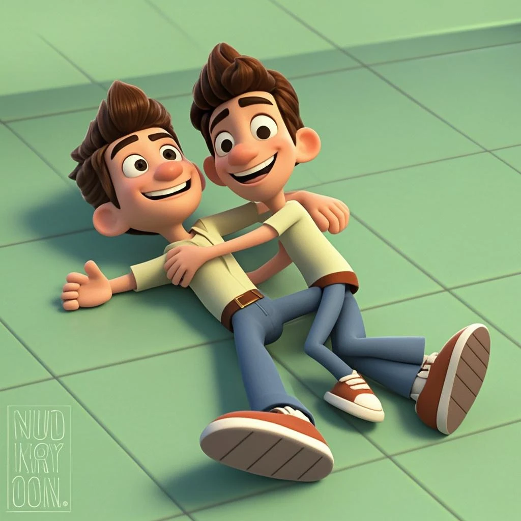 Two 12 year old boys, naked in the gym.