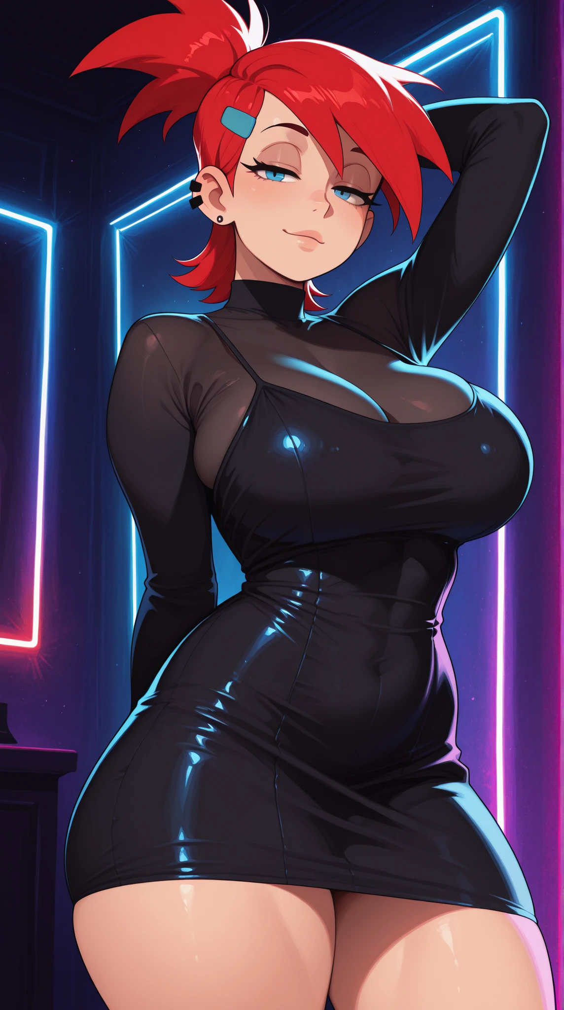 (mega boobs:1.3), (((Safe and secure、Zero Two、everyone、safety sensor、Absolutely safe、SFW, safety)))、 (extremely detailed, Highest quality、masterpiece、detailed、 Highest quality, Official Art, beautiful:1.2), Cinema Lighting、(45 degree light from the front,Subsidy light、Soft Backlight、Strong Shadows、Natural blue and orange color scheme), Accurate human body、Knowledgeable person、Correct five-finger、RAW Photos、 4K - ultra-vivid、Highest quality, masterpiece, Ultra-high resolution, (reality: 1.4), Lighting that matches the atmosphere of the space、

(Oilskin,Glowing Skin、Realistic skin texture、Beautiful skin in every detail), (Sparkly red glitter gloss eyeliner:1.1, jirai make up:1.2)

(night:1.8), (((nightclub Night pool:1.5))), 
1 Woman Standing, (Photo ID Card Lanyard), Mature Woman, bangs, Moaning, Release your lips, blush, sexly, Delicate illustration super detailed BREAK /(indoor、Casual love hotels in Japan))"Maxi tight dress:1.5, sexly face:1.3, Big cleavage:1.3),