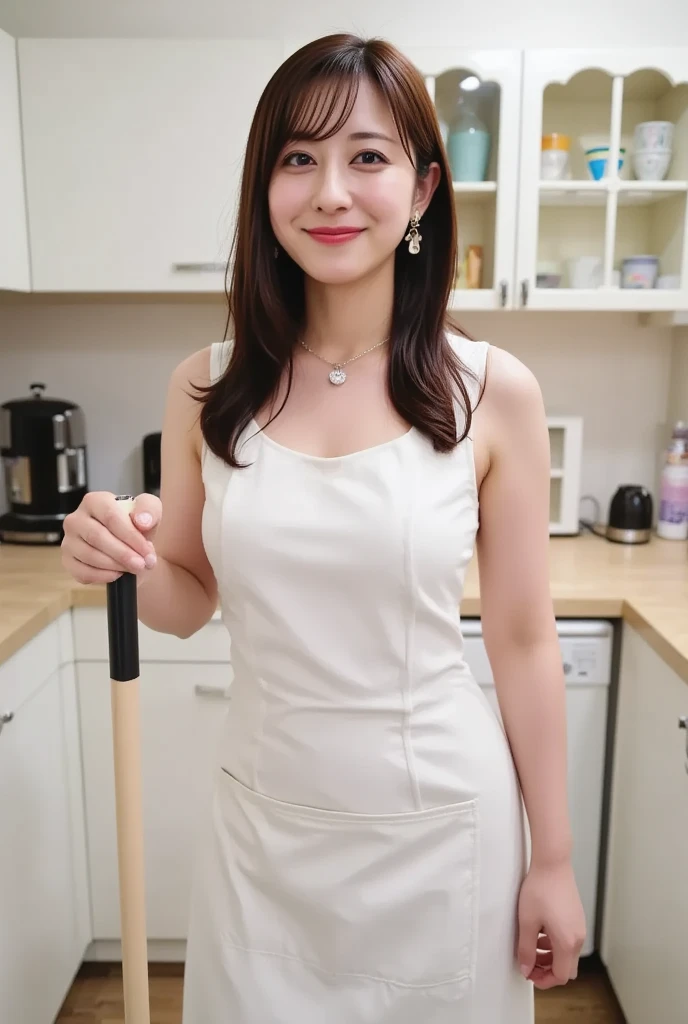 tall、plump woman、Big Tits、Kitchen Counter、Korean-style features、20th Generation、Facing forward、