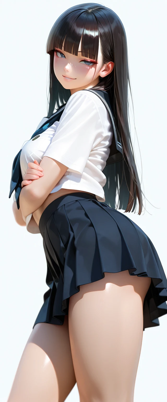((from below:1.4)),((High definition)),((high resolution)),((High definition)),((detailed)),((8K)),((Perfect Face)),((Perfect body)),((Realistic)),((Real)),((Realistic)),((beautiful girl)),((school uniform)),(((skirt lift yourself both hands))),((show off panties:1.4)),(cameltoe:1.2),((big breasts:1.1)),((hairstyle that shows off the forehead))、((Embarrassed expression))、Wearing pink panties、((very short skirt))、long hair、Smile with your mouth closed、Jet black hair、Dark brown eyes、Very white skin、Double eyelids、Big Eyes、Schoolyard、blue sky、sunny、Looking down here、