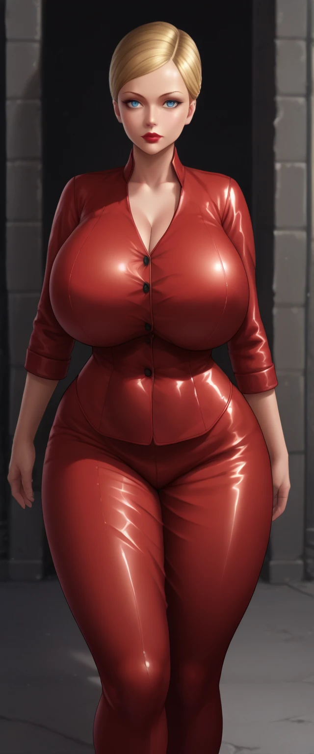 (best quality), big head, face excited, (merope with huge breasts:1.2) sexy red latex muslim dress, hood, upper body