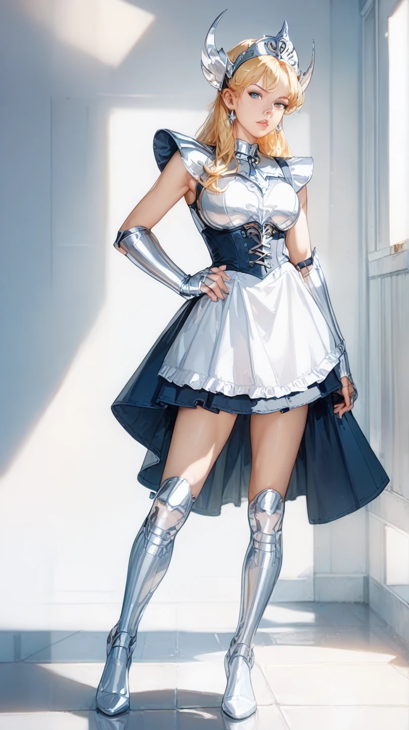 Fairy tale, (seductress:1.3), (neon_glowing_legwear:1.3), (chiaroscuro:1.3), (dynamic angle:1.3),(dynamic scene:1.3),(action packed:1.3), solo, (particles_and_sparks_in_air:1.3), <lora:DDR_Fashion:0.1>, AnalogRedmAF <lora:AnalogRedmondV2-Analog-AnalogRedmAF:0.1> 8k, sharp focus, muted colors, professional 4k, 8k, high quality beautiful round face French slender athletic adult woman (in full height:1.25) with (natural blonde medium hair bob). light purple and cyan Latex zip dress with gloves and stockings and (cut-out heels), black choker. inside an old barn, lavish baroque setting, neoclassical style full body, high heels, solo, beautiful eyes, ankle bow, <lora:add-detail-xl:1> <lora:DetailedEyes_V3:1>, perfect eyes <lora:perfect-eyes:0.3>, (closed mouth:1.3), Magical, fantastical, enchanting, storybook style, highly detailed