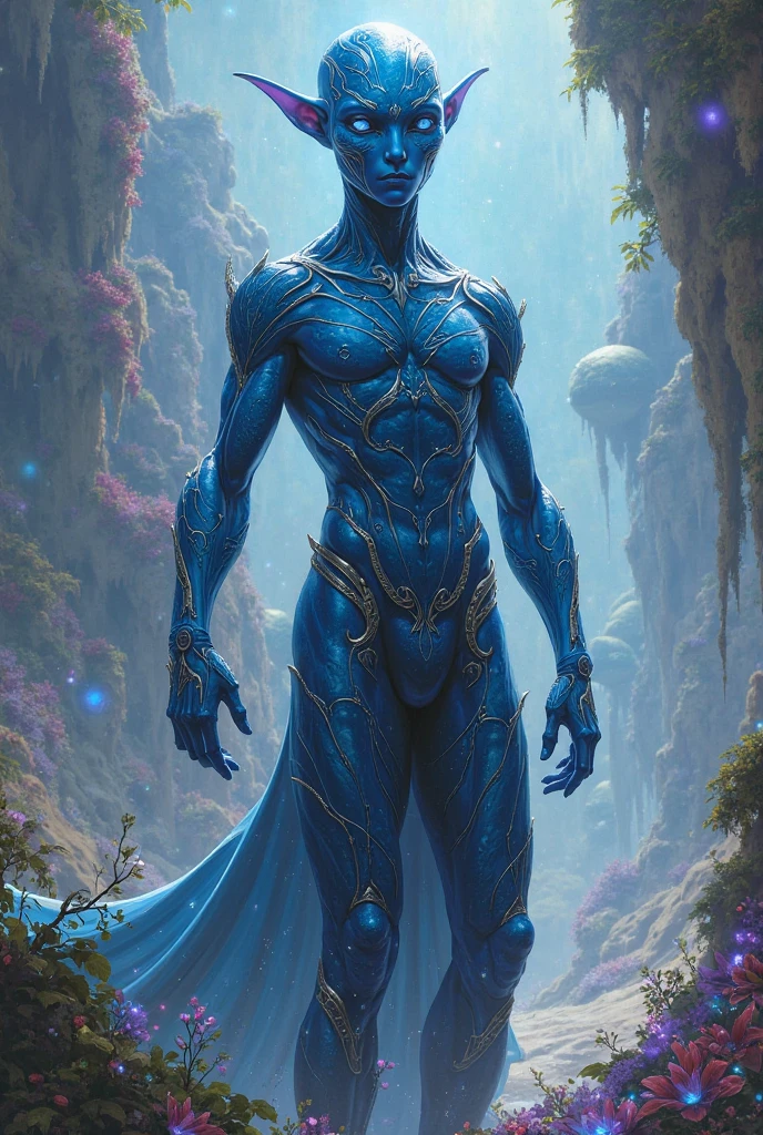 Blue bald man, (royal blue skin: 1.5), (covered with ugly scars and burns: 1.3), evil smirk, forest backdrop, action pose