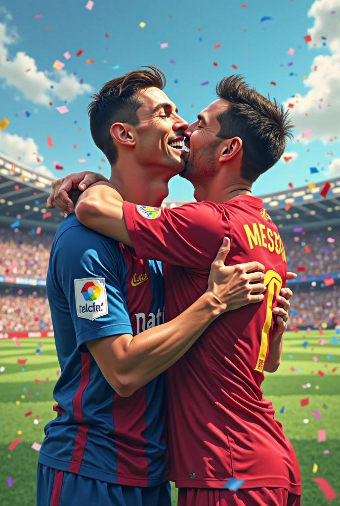 A crest of a football team called parkgay, add two men kissing in the logo
