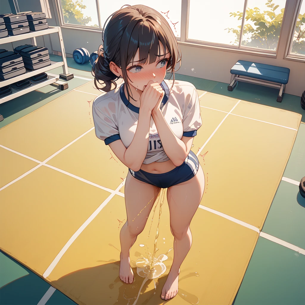Two Fat Cute Girls、small flat chest、thick thight、SEX、cum shots、Ejaculation in the mouth、cum on hair、cum on chest、skin tanned、Pink leotard、Leotards with frills、Lori、Squatting、Cowgirl、Sweat all over the body、face that seems to cry、The tongue is visible、tears、Frustrated expression、toppless、oral sex