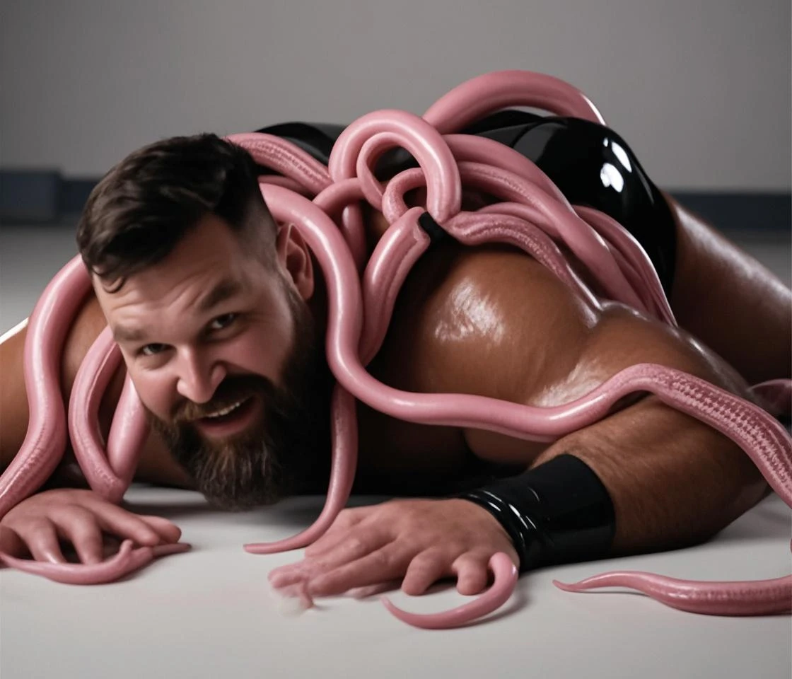 white southern daddy soccer coach 40yo with beard is inside a giant carnivorous plant monster mouth grabbed by a huge tentacle, he is about to be swallowed alive, squat, from behind, vore, hardcore vore, tentacles, white socks, maw, bumpy tentacles, pink huge tentacles are carrying him and coiling him, no arms, anal sex 