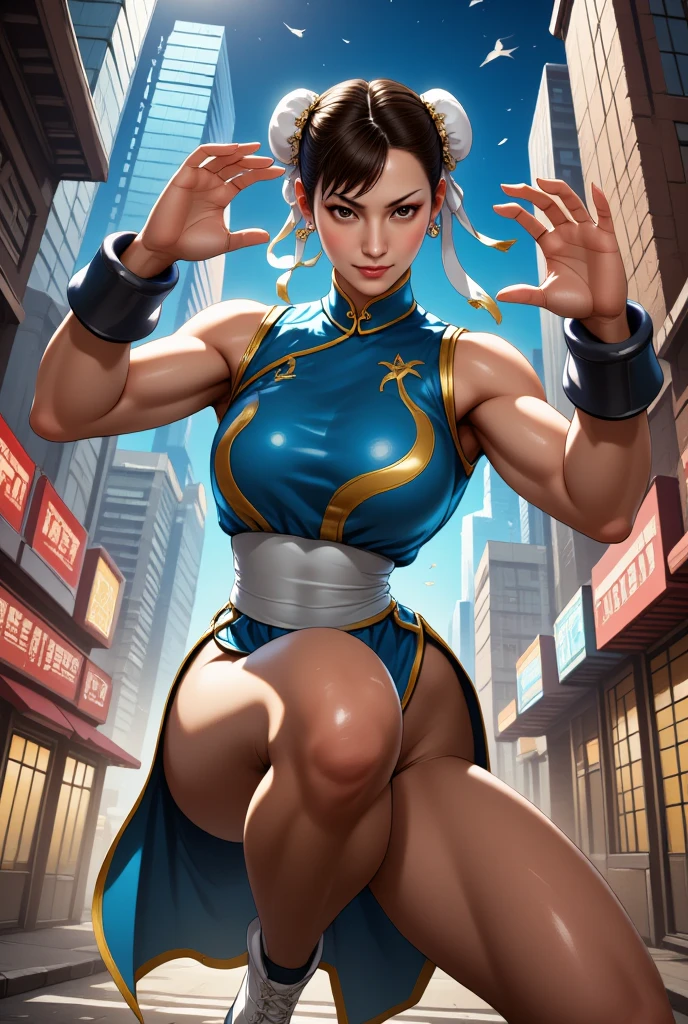 ((masterpiece,best qualtiy)),1girl,solo,ChunLi,pink chinese dress,ultra miniskirt,beautiful night street background,24yo, sharp eyes, medium breasts, toned, 8k, full body, ambient lighting, underboob, ring, arn thick thighs, detailed legs, flexible, (standing on one leg:1.2), (standing split:1.3), muscular, hand holding one leg up,park background,nsfw,cameltoe,erected nipples,micro panties,red blush,smile、erected clit