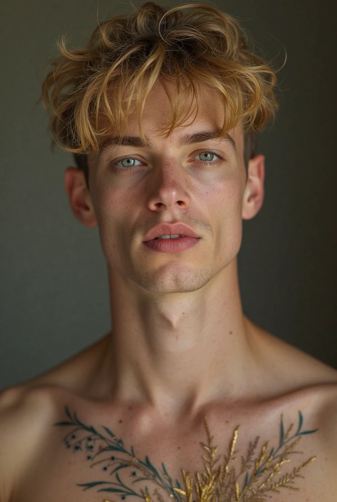 Young Shirtless 13 white boy, blonde, abs, in bedroom, seductive, horny