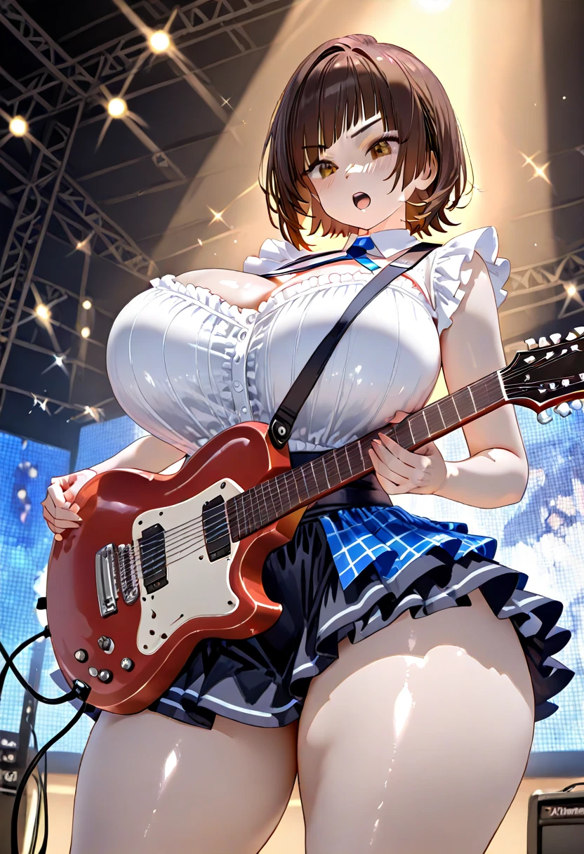 Ultra HD、Ultra high definition、Noise Reduction、perfection、Image quality adjustment、balance、live house、stage、Four beauties、Cool、band、bandリ、girlsBAND、White Berry、Bocchi the Rock!、((guitar、base、vocal、Drums))、Camel Toe、Giant tit、Nipple Puffs、Cleavage、Plump、Super big breasts、Super big butt、Bubble butt、Spotlight、Logo T-shirt、Sparkling、Cheers、Cheering、support、Get excited、sexy、sexyポーズ、lure