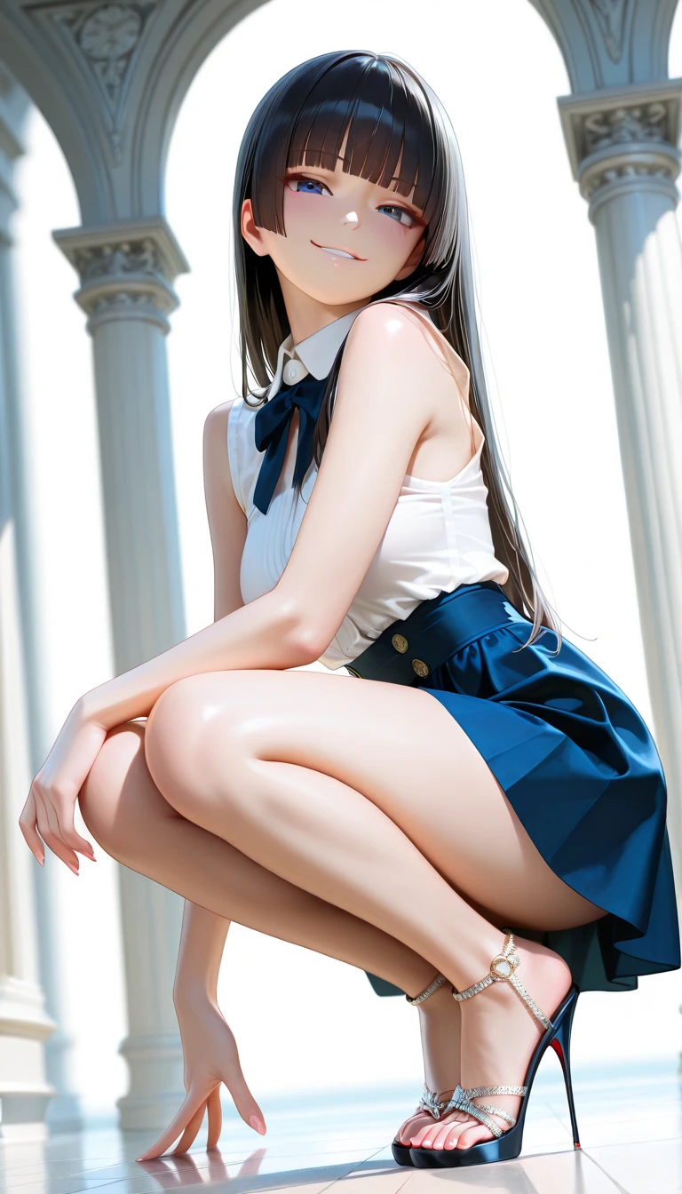 Highest quality, masterpiece, girl, cute, Neat atmosphere Men and women, ferry, Long Hair, ferryBase, Knee socks, nakedの肩, jewelry, No sleeve, White Dress, Long black skirt, gloves,Swordsman , Cape, Wooden floor, White underwear, Shaved, The skirt is flipped up, Underwear is visible, The genitals are visible, not,naked, Leg spread, Embarrassing
