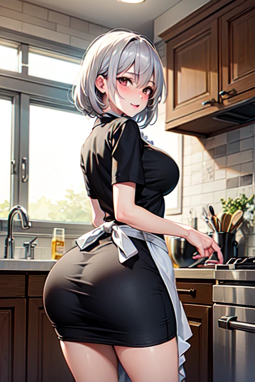 score_9, score_8_up, score_7_up, score_6_up, source_anime, BREAK by ikuchan kaoru, iku, clean color, flat color, solo focus, looking back, ass, cooking, skirt lift, big ass, back view, seras, hellsing, apron, exposed breasts, BREAK, standing side by side, dark skinned male, huge penis, blacked, bbc, netorare, male head out of frame, tall male, large male, ((dize difference))