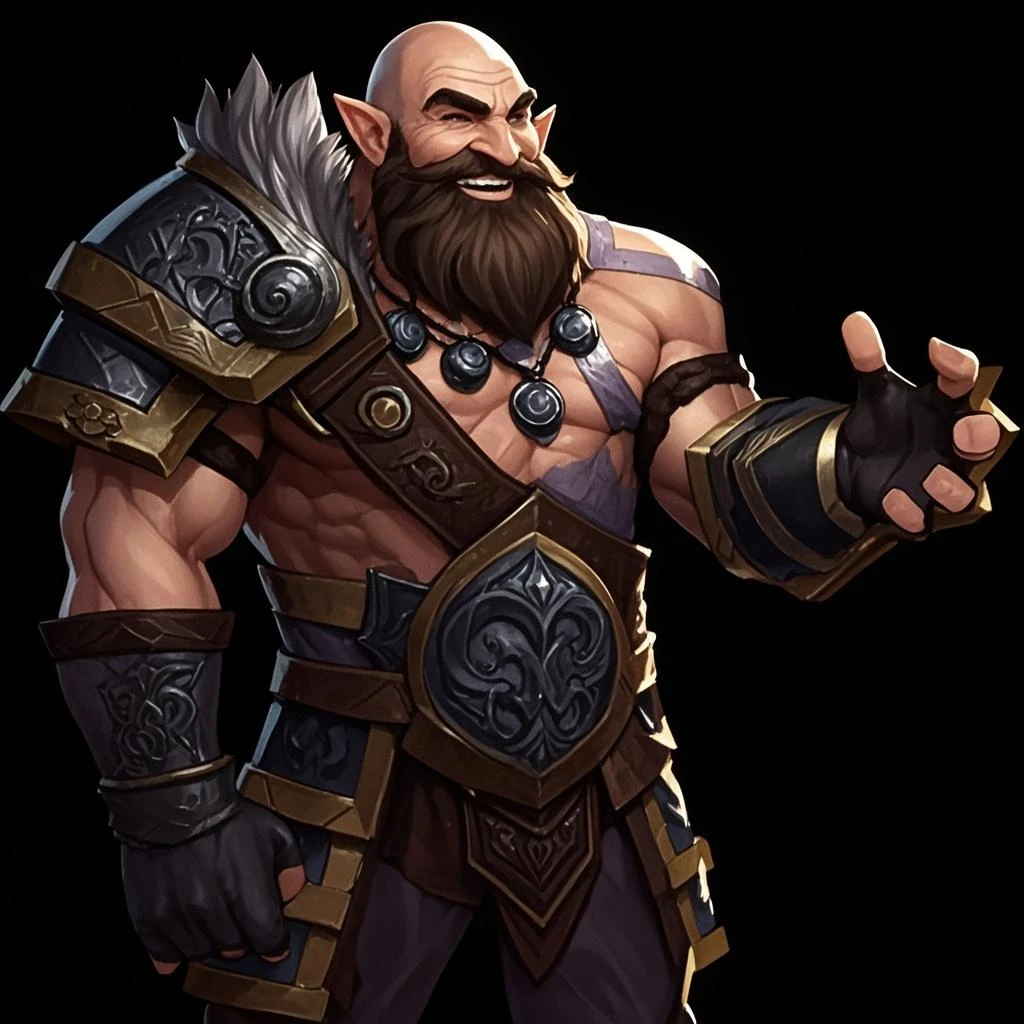 burly virile hairy elf, in a suit of armor, a himbo muscle daddy, middle-aged dilf, hirsute, overmuscular and musclebound, bulging veiny muscles, a warrior's build, a bodybuilder's physique, long bushy and a thick mustache, a square jaw, handsome and dreamy, rugged and manly, grey hair, a gladiator in the arena