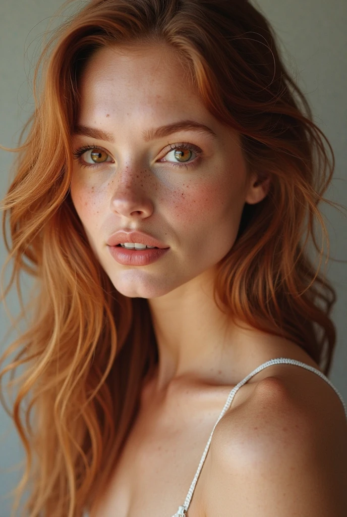 Super cute redhead woman in dark theme flash photo, thin nose, freckles. natural pointed naked breasts, hard nipples with realistic details, (very small waist, slim body), blue eyes, very detailed eyes, giant realistic breasts with natural fall, realistic skin, freckles, epic realism, freckles, RAW, realistic skin, realism epic, HDR: 1.5, epic skin detail,