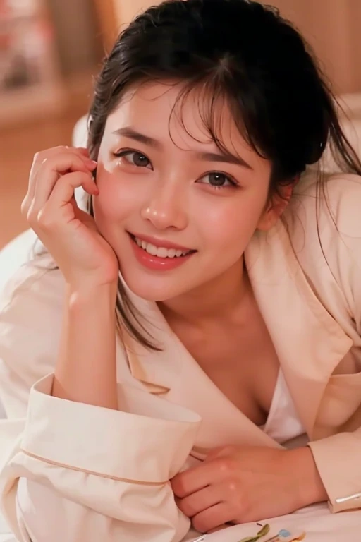 antique、smile、、Sweet and enchanting appearance、Caravaggio's paintings、Caravaggio's chiaroscuro、、キュートなsmile、expression of ecstasy、erotic、sexy ,lie down,In underwear
