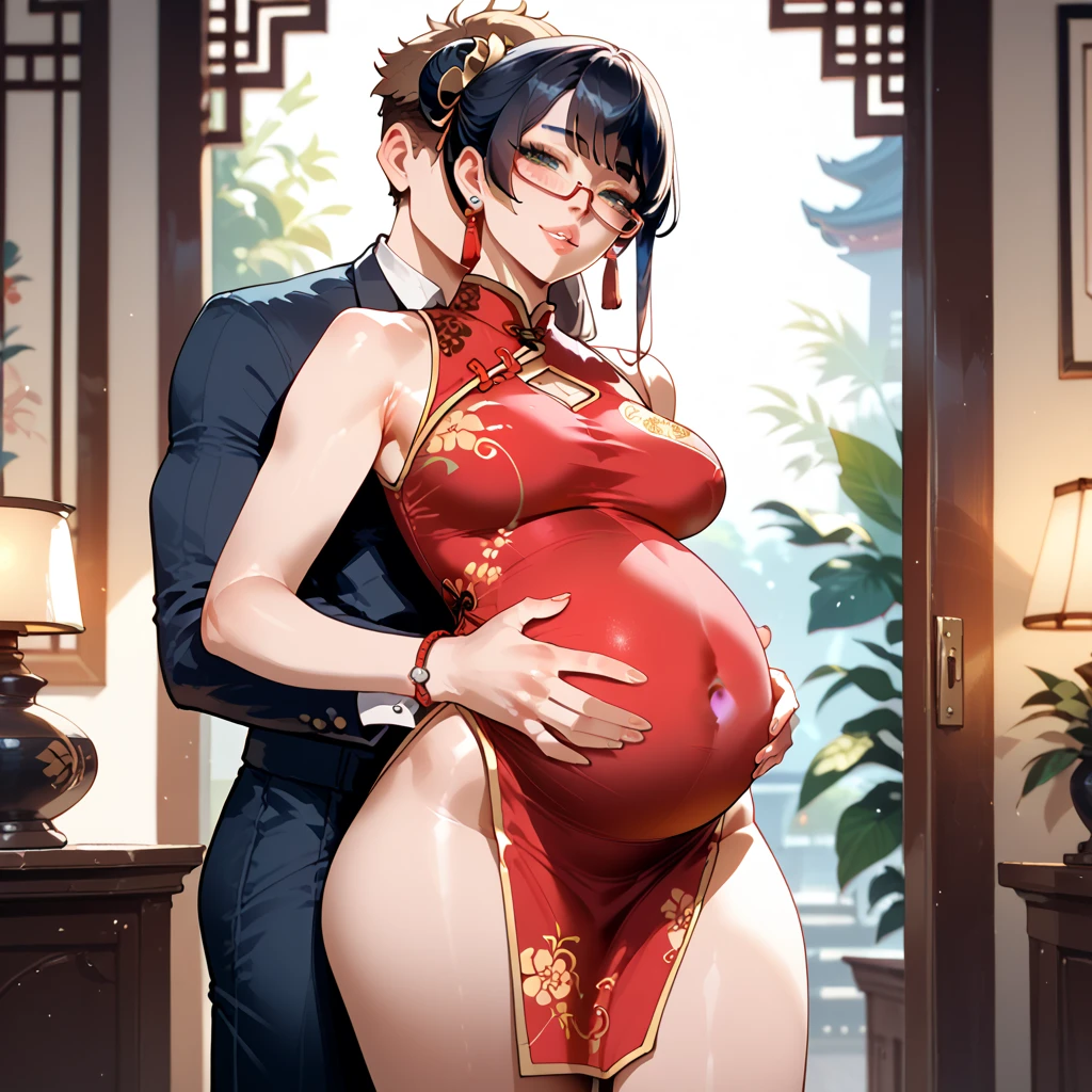 Period drama manga style A 15-year-old super beautiful Chinese girl with black hair in a bun cut(1 person) She is wearing a royal red long-sleeved Chinese dress with embroidered family crest. In a dimly lit bedroom Floral Futon She is forced to spend the night with the perverted old emperor and cries in fear. She exposes her nipples and starts having sex with a penis inserted into her pussy in a cowgirl position. She loses her virginity and becomes pregnant She was creampied with cum from a high-speed piston