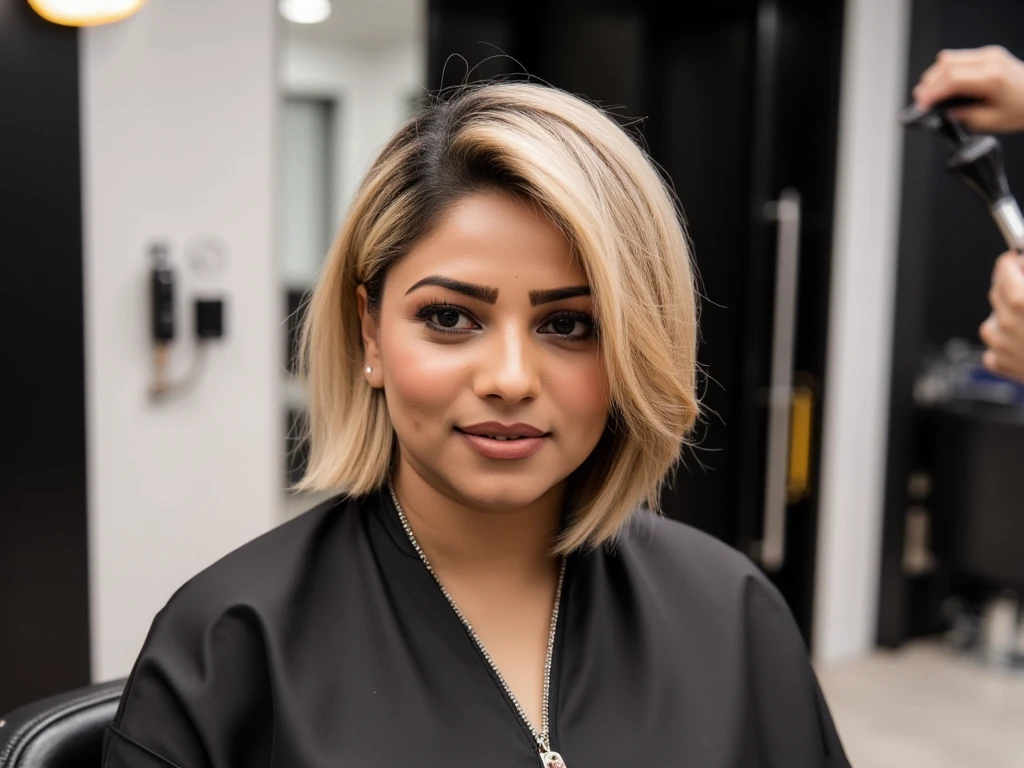 (photo of a gorgeous woman), (professional photography), (bedroom background), ((wearing bikimi)), (close-up portrait), ((short blonde hair)), masterpiece, best quality, (eye contact), (looking at the viewer), centred, (shot from front), u blurred_background, proportional,  