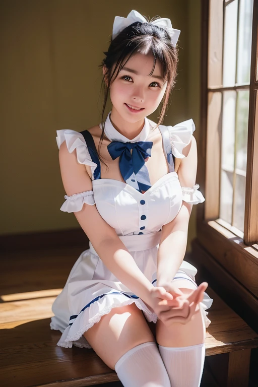 (a closeup:1.4)、(RAW shooting:1.2)、(Photorealsitic:1.4)、(masterpiece:1.3)、(top-quality:1.4)、one girls、(Slender and beautiful girl)、(large full breasts:1.2)、Fluffy breasts、beauty breast、(cleavage of the breast)、(erectile nipple:1.2)、Spread legs、(FULL BODYSHOT)、From above、in 8K、(masutepiece:1.2)、(bow ribbon、knee high socks:1.3)、Look at viewers、blush、Facing up、ribbon bondage、(beautifull hands)、(beautiful thigh)、(Twin-tailed:1.2)、School uniform、kawaii、Cute、(White Cat Ear Hair Accessories:1.2)、