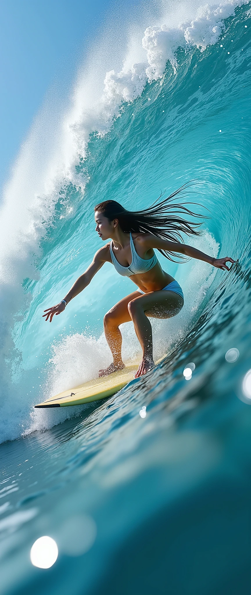 real life big fut bodybuilder mom surfing,jaws,go through the tube