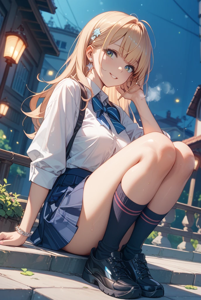 teens girl,long whitr hair,white stockings、Full limbs,slenderness,plump