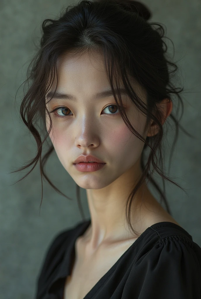 Best quality, masterpiece, ultra high res, (photorealistic:1.4), raw photo, 1girl, offshoulder, in the dark, deep shadow, low key, cold light